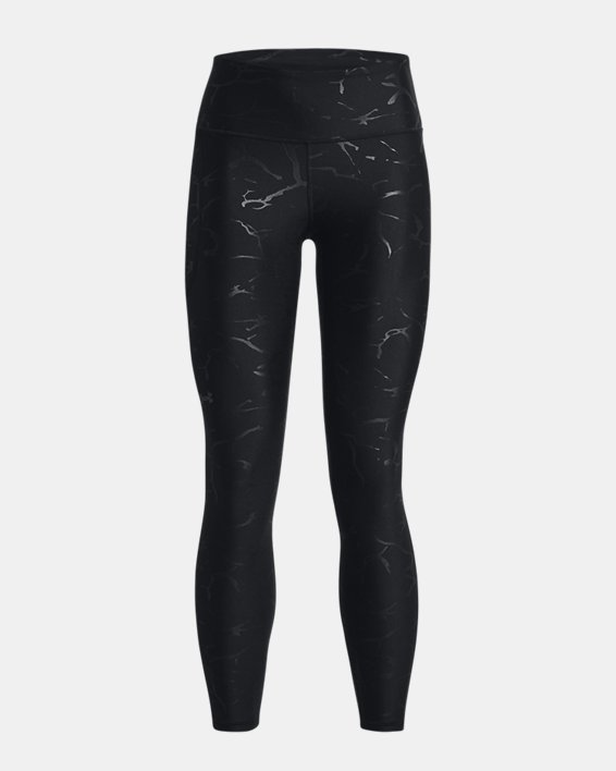 女士HeatGear® No-Slip Waistband Emboss九分褲 in Black image number 4